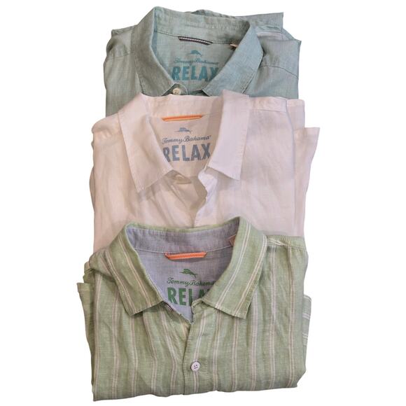 Lot of 3 Tommy Bahama Relax Long Sleeve Button Down LINEN Shirts | Men XL - Picture 1 of 10